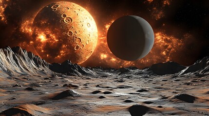 Poster - Majestic planet suspended in the sky representing the vastness of space and the beauty of celestial bodies