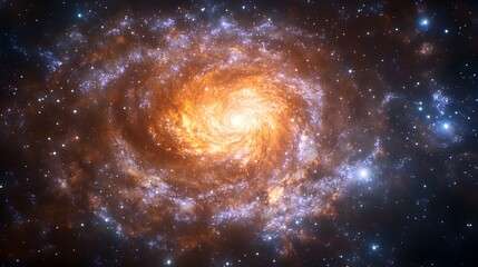 Poster - Captivating spiral galaxy with intricate cosmic details and brilliant colors showcasing the marvels of space