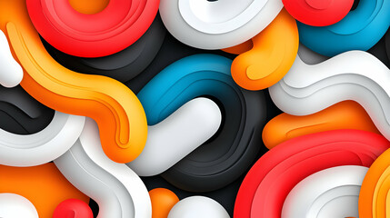 Fototapete - Vibrant Retro Geometric Background with Colorful Swirls