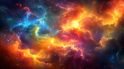 Poster - Captivating nebula and star cluster in a cosmic scene showcasing the wonders of space and the beauty of the universe