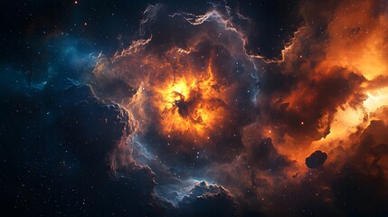 Poster - Vast nebula in the night sky demonstrating the beauty and depth of cosmic landscapes and celestial bodies