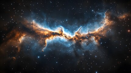 Poster - A majestic nebula in the sky portraying the beauty of cosmic colors and forms in a vast and mystical astronomical scene
