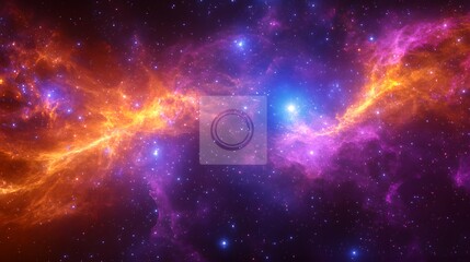Poster - Stunning photorealistic depiction of a colorful nebula in the infinite cosmic sky with vibrant celestial details