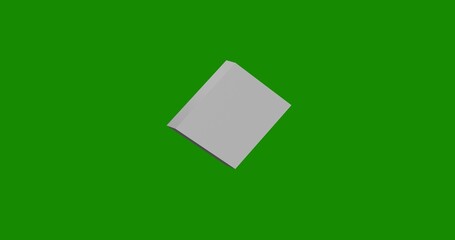 Poster - Isolated realistic white rhombus symbol front view with shadow. 3d illustration on green chroma key background
