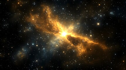 Poster - Captivating nebula in the vastness of the sky radiating colors and light in a detailed photorealistic space scene