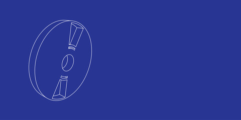 Poster - The outline of a large cd symbol made of white lines on the left. 3D view of the object in perspective. Vector illustration on indigo background