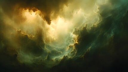 Poster - A dark sky filled with an enigmatic yellow light creating a surreal cosmic atmosphere of timeless wonder and mystery