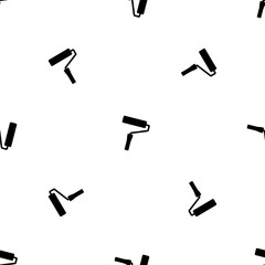 Poster - Seamless pattern of repeated black paint roller symbols. Elements are evenly spaced and some are rotated. Illustration on transparent background