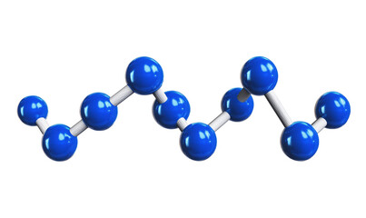 Poster - Molecular structure representation, blue spheres connected by white rods, depicting chemical bonds and molecular geometry, isolated on transparent background, png