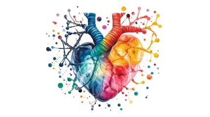 Poster - Futuristic heart image highlighting AI, CRISPR, and DNA tech in health research