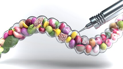 Poster - Conceptual representation of genetic engineering using CRISPR technology in a futuristic setting