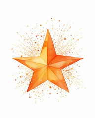 Poster - Star watercolor orange glowing sparkling a radiant orange star shines brightly with sparkling effects on a white background