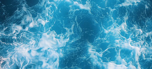 Poster - Ocean waves texture, dynamic blue water surface, foamy white crests, abstract aquatic patterns, vibrant marine colors, copy space for text