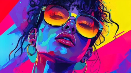 Poster - experience a burst of color with this retro 90s pop art illustration