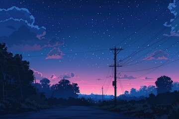 Wall Mural - midnight sky landscape outdoors nature.