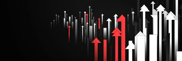 Poster - Abstract tech design featuring upward arrow patterns in a modern setting