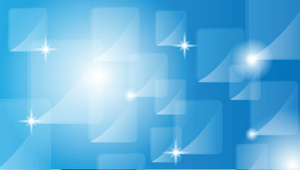 Poster - Abstract Rectangular Glass Figures Glossy Background in Blue. Graphic design elements and resources vector art