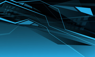 Fototapete - Abstract grey geometric on blue design modern futuristic technology background vector