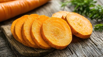 Poster - Carrot cut into slices ready for cooking
