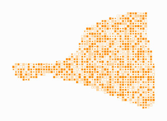 Poster - Saint Martin, shape of the country built of colored cells. Digital style map of Saint Martin on a white background. Small size square blocks. Plain vector illustration.