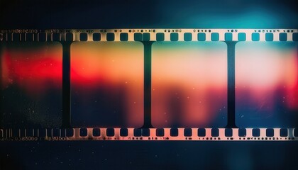 Aufkleber - vintage filmstrip with abstract cosmic light leak and grunge texture, nostalgic retro movie reel frame for creative design
