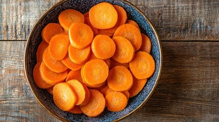Poster - Carrot slices arranged artistically in a bowl 