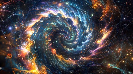 Poster - Cosmic Spiral of Stars and Galaxies in Vibrant Colorful Design