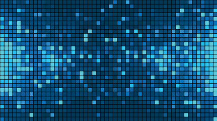 Leinwandbilder - Realistic seamless abstract background of blue squares. Abstract gradient background. Web design background. Small square simple computer mosaic blocks. Vector illustration