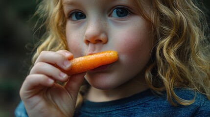 Poster - Child enjoying a carrot as a healthy snack 