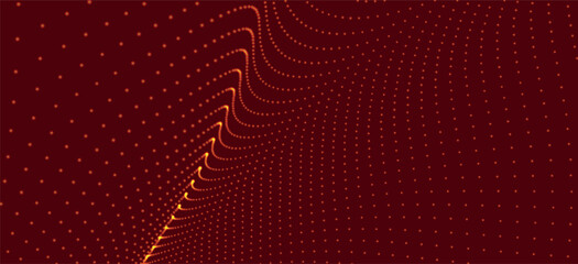 Poster - Futuristic dot wave. Abstract digital particle wave. Technology background. Colored musical wave. Dark background. Digital background with smooth, wavy curves. 3D vector illustration