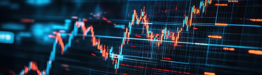 Poster - Dynamic Stock Chart Displayed on Computer Screen Showcasing Market Trends Fluctuations and Financial Data in a Professional Trading Environment