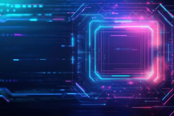Poster - Futuristic Abstract Technology Background Featuring Vibrant Glowing Neons and Intricate Hexagonal Patterns Creating a Dynamic and Energetic Visual Experience