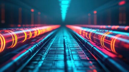Poster - Illuminated Computer Keyboard with Vibrant Glowing Lights Creating a Futuristic and Dynamic Atmosphere for Technology and Creativity Enthusiasts