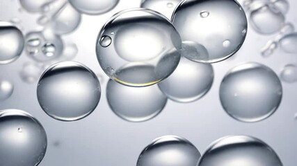 Poster - floating bubbles: a captivating macro shot of shimmering water bubbles, their transparent surfaces r