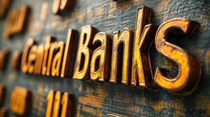 Poster - Central Banks Word Collage Highlighting Monetary Policy and Economic Concepts