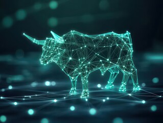 Aufkleber - abstract representation of a bull formed by intricate network of dots and lines illustrating strengt