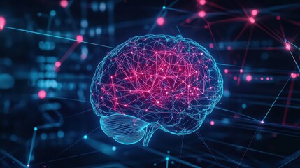 Aufkleber - intricate brain structure with a web of interconnected lines representing neural networks and cognit