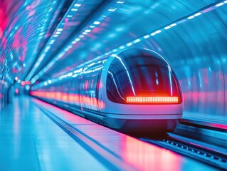Poster - Majestic Train Journeying Through a Dark Tunnel Surrounded by Mysterious Shadows and Echoing Sounds Creating an Adventurous Atmosphere of Travel