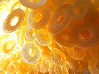Leinwandbilder - Golden Rings Abstract Art: A Symphony of Amber Hues