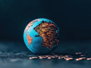 Fototapete - Intricate Globe Featuring Advanced Circuitry Design Symbolizing Global Technology Connectivity and Innovation in a Modern Digital World