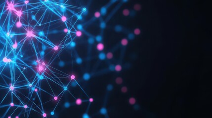 Fototapete - Vibrant Network of Interconnected Pink and Blue Lights Creating a Dynamic and Electric Atmosphere in a Modern Abstract Artistic Composition
