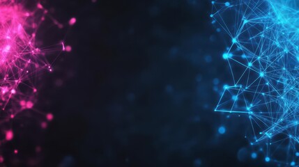 Poster - Vibrant Contrast of Bright Blue and Pink Light Against Dark Background Creating an Energetic and Dynamic Visual Experience in Abstract Art Style