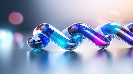 Fototapete - Abstract Blue Purple Glass Helix 3d Render