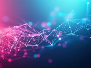 Poster - Vibrant Blue and Pink Gradient Background with Intricate Lines Creating a Dynamic Visual Flow Evoking Creativity and Modern Aesthetic in Digital Art