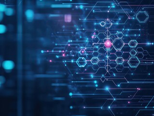 Fototapete - Futuristic Background Featuring Vibrant Hexagonal Patterns and Radiant Glowing Lights Creating a Dynamic and Engaging Visual Experience for Modern Design