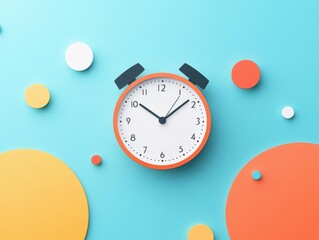 Poster - Vibrant Clock Featuring Striking Blue Face and Bold Orange Hands Illustrating the Passage of Time in a Modern and Artistic Design Aesthetic