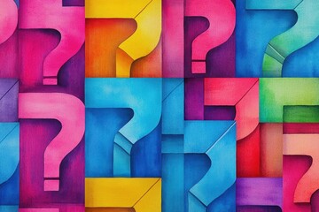 Poster - Vibrant and Playful Colorful Pattern Featuring Whimsical Question Marks Creating an Engaging and Intriguing Visual Experience for Creative Minds