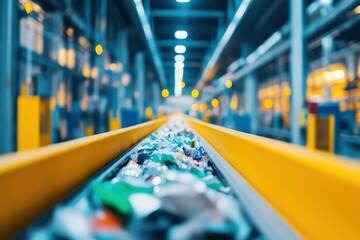 Poster - Vibrant Display of Colorful Plastic Bottles Arranged Artistically on a Surface Evoking Environmental Awareness and Creative Reuse Concepts in Modern Art