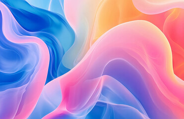 Poster - Abstract background with flowing shapes in shades of blue pink orange and white colors gradient effect