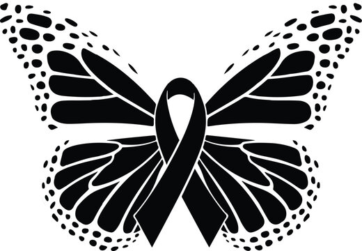 Butterfly Ribbon butterfly SVG  Symbol of Strength And  Hope.